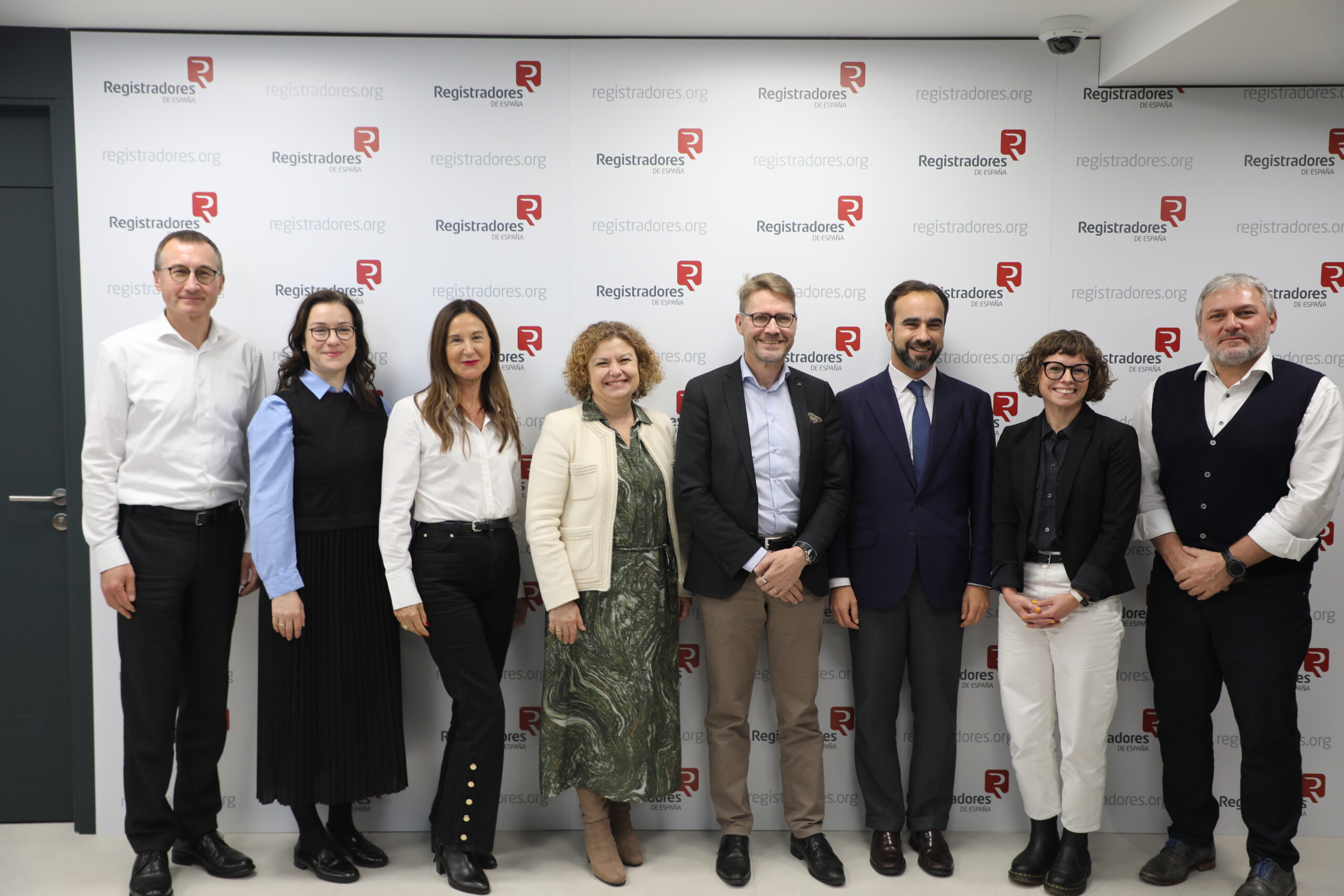 The EBRA Board with the dean María Emilia Adán García, the Director of European Affairs Enrique Maside Páramo